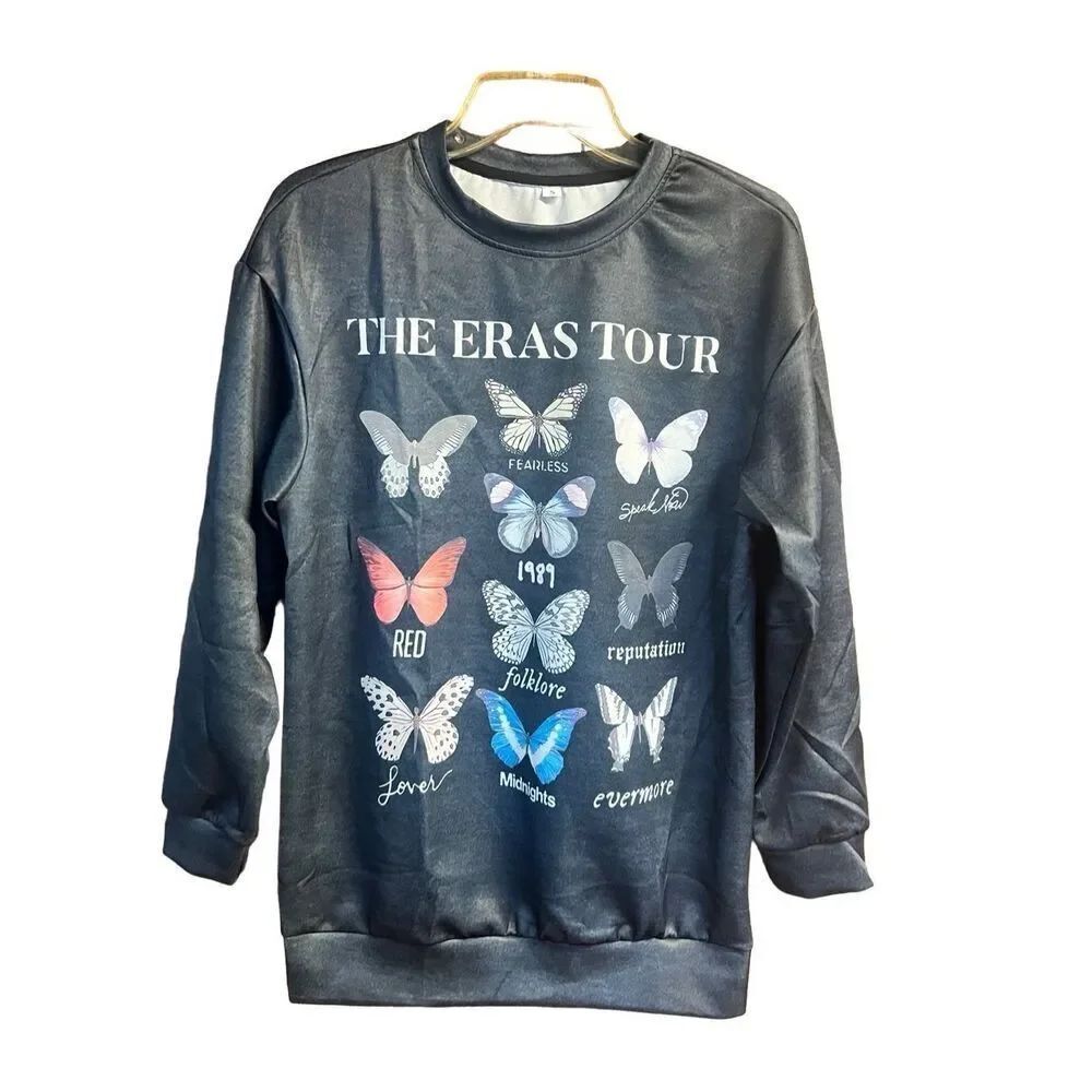 No Brand The Eras Tour butterfly Top Sz S charcoal NWOT